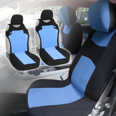 Harfington Universal Front Car Seat Cover Kit Cloth Fabric Seat Protector Pad Fit for Car Truck SUV Blue