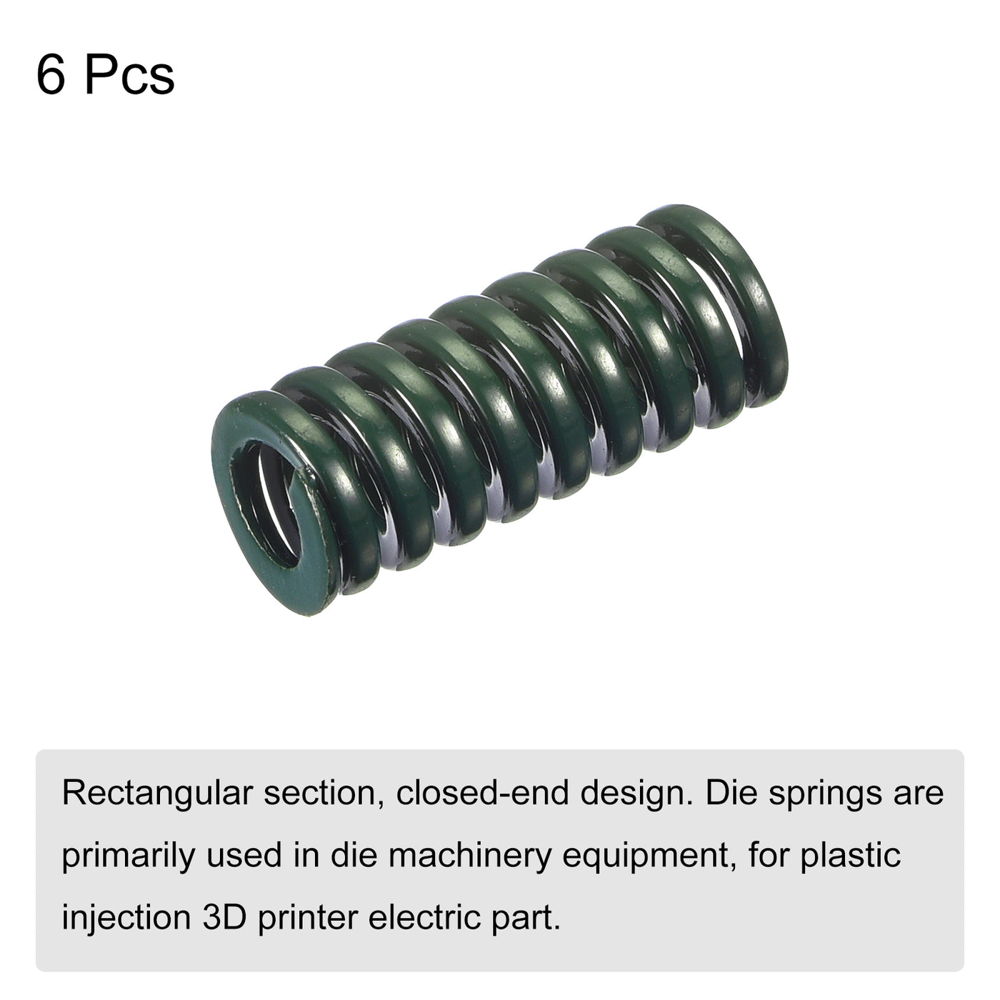 uxcell Uxcell 3D Printer Die Spring, 6pcs 10mm OD 25mm Long Spiral Stamping Compression Green