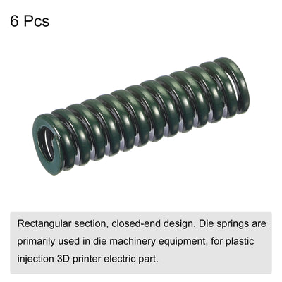 Harfington Uxcell 3D Printer Die Spring, 6pcs 10mm OD 35mm Long Spiral Stamping Compression Green