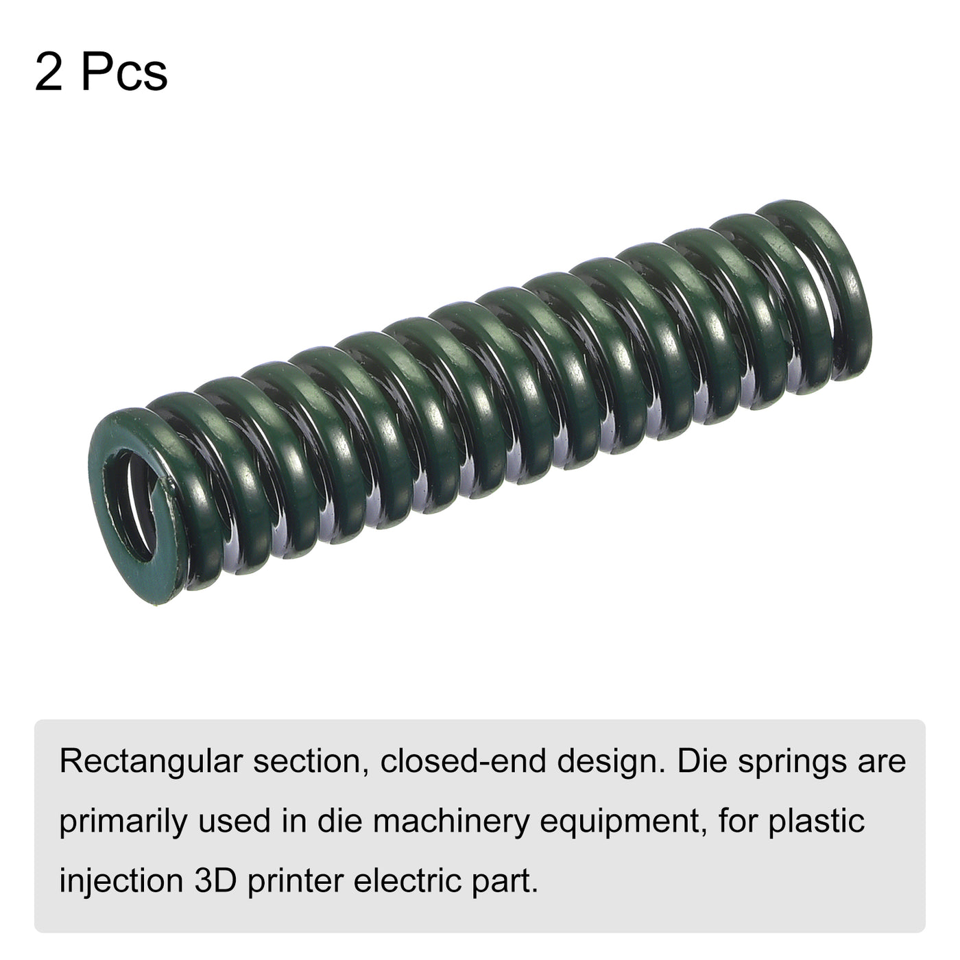 uxcell Uxcell 3D Printer Die Spring, 2pcs 10mm OD 40mm Long Spiral Stamping Compression Green