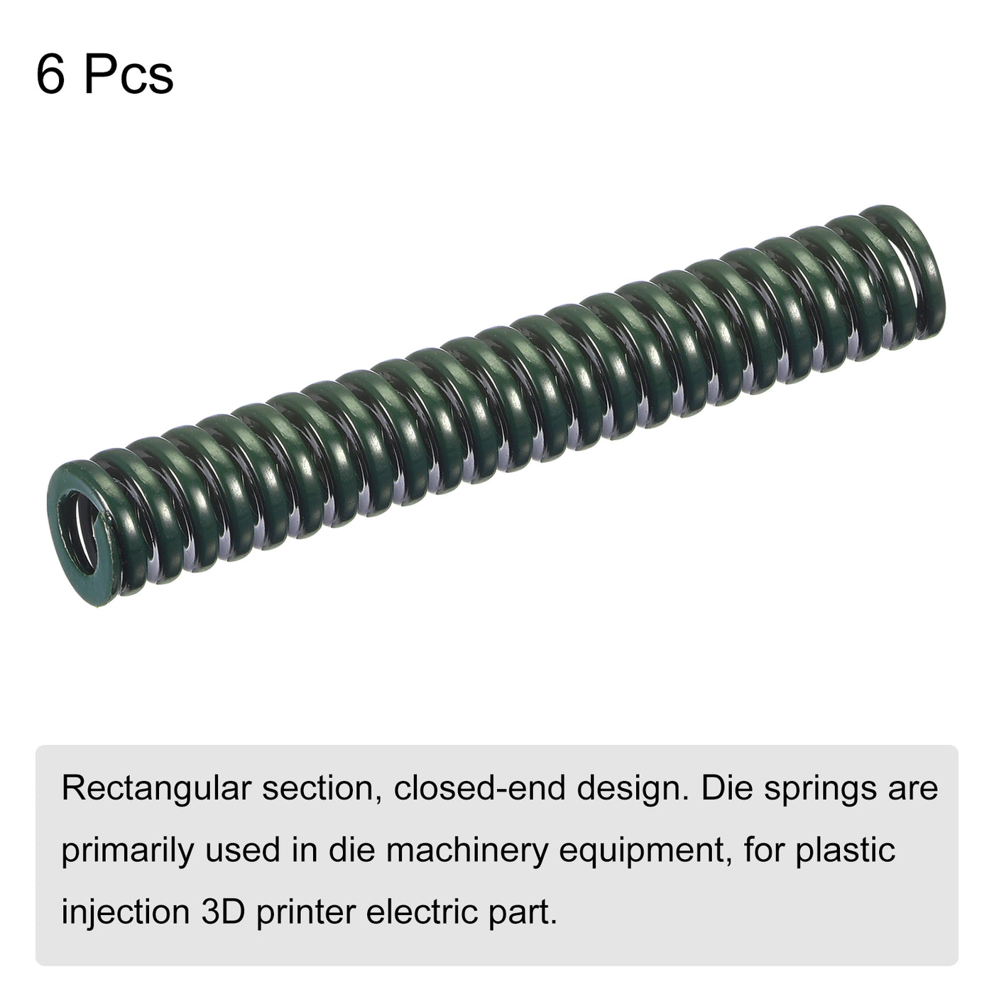 uxcell Uxcell 3D Printer Die Spring, 6pcs 10mm OD 60mm Long Spiral Stamping Compression Green