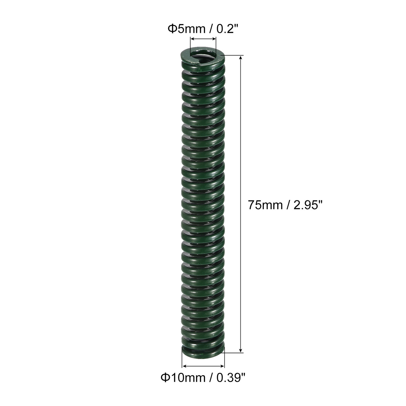 uxcell Uxcell 3D Printer Die Spring, 2pcs 10mm OD 75mm Long Spiral Stamping Compression Green