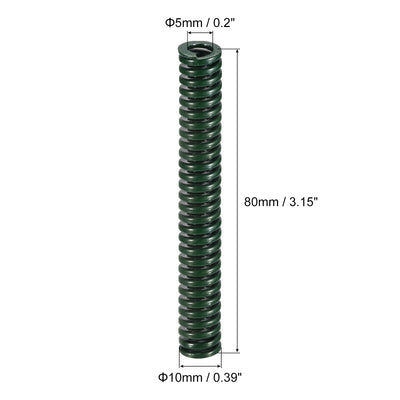 Harfington Uxcell 3D Printer Die Spring, 2pcs 10mm OD 80mm Long Spiral Stamping Compression Green