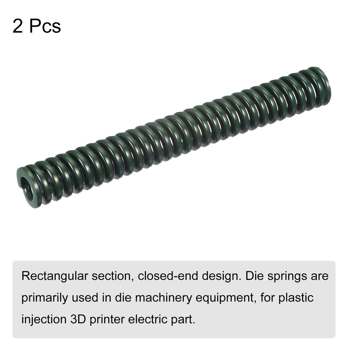 uxcell Uxcell 3D Printer Die Spring, 2pcs 10mm OD 80mm Long Spiral Stamping Compression Green