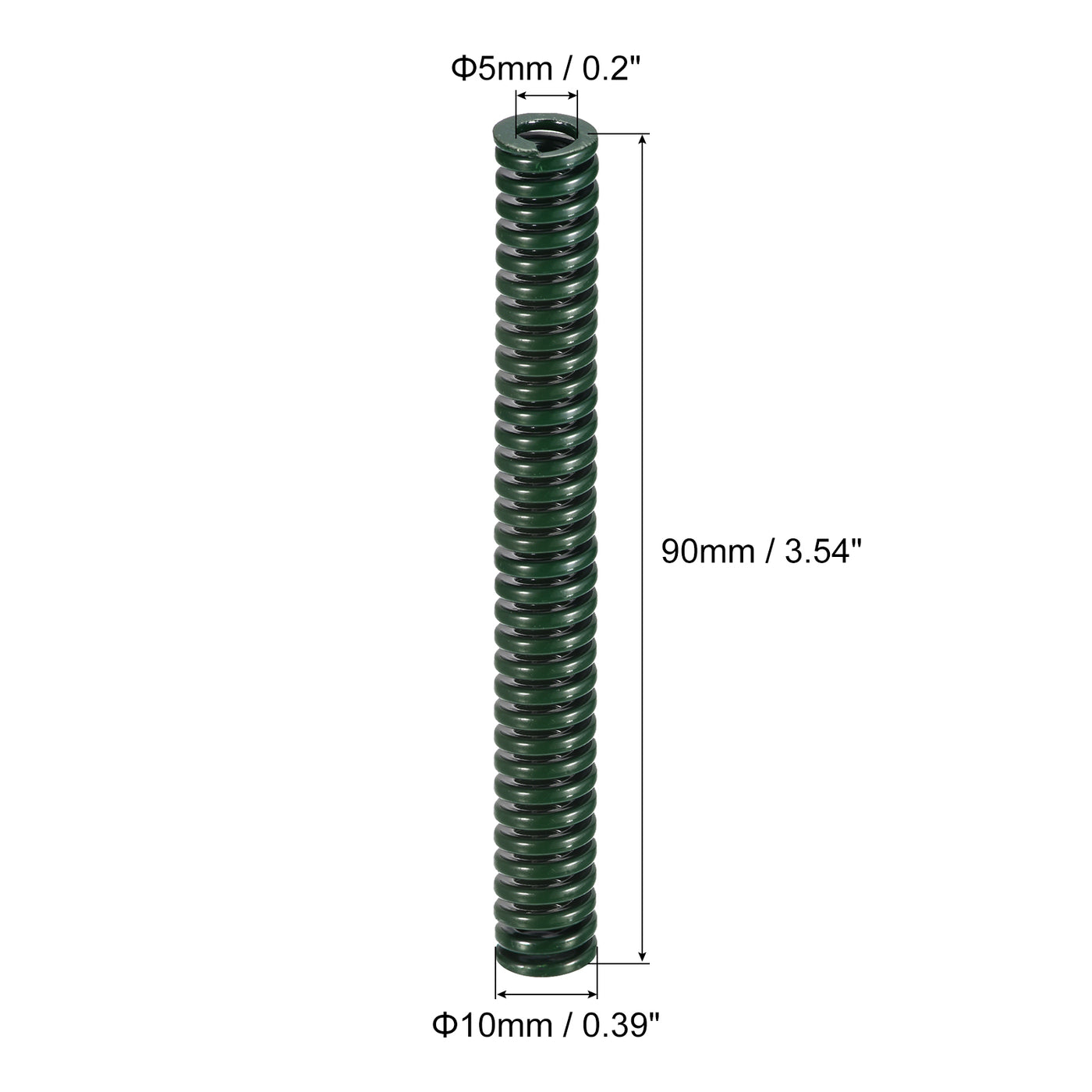 uxcell Uxcell 3D Printer Die Spring, 2pcs 10mm OD 90mm Long Spiral Stamping Compression Green