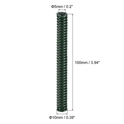 Harfington Uxcell 3D Printer Die Spring, 2pcs 10mm OD 100mm Long Spiral Stamping Compression Green