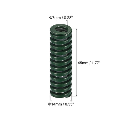 Harfington Uxcell 3D Printer Die Spring, 2pcs 14mm OD 45mm Long Spiral Stamping Compression Green