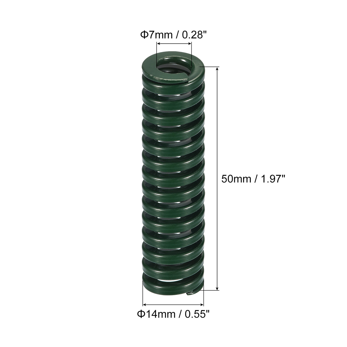 uxcell Uxcell 3D Printer Die Spring, 2pcs 14mm OD 50mm Long Spiral Stamping Compression Green