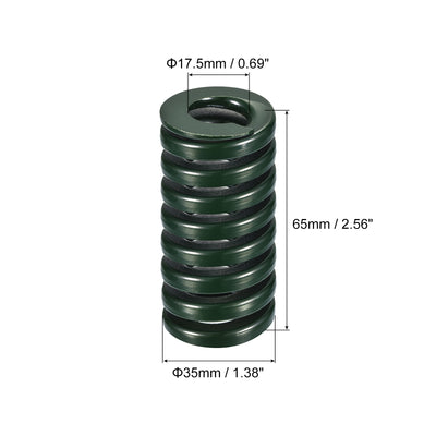 Harfington Uxcell 3D Printer Die Spring, 2pcs 35mm OD 65mm Long Spiral Stamping Compression Green