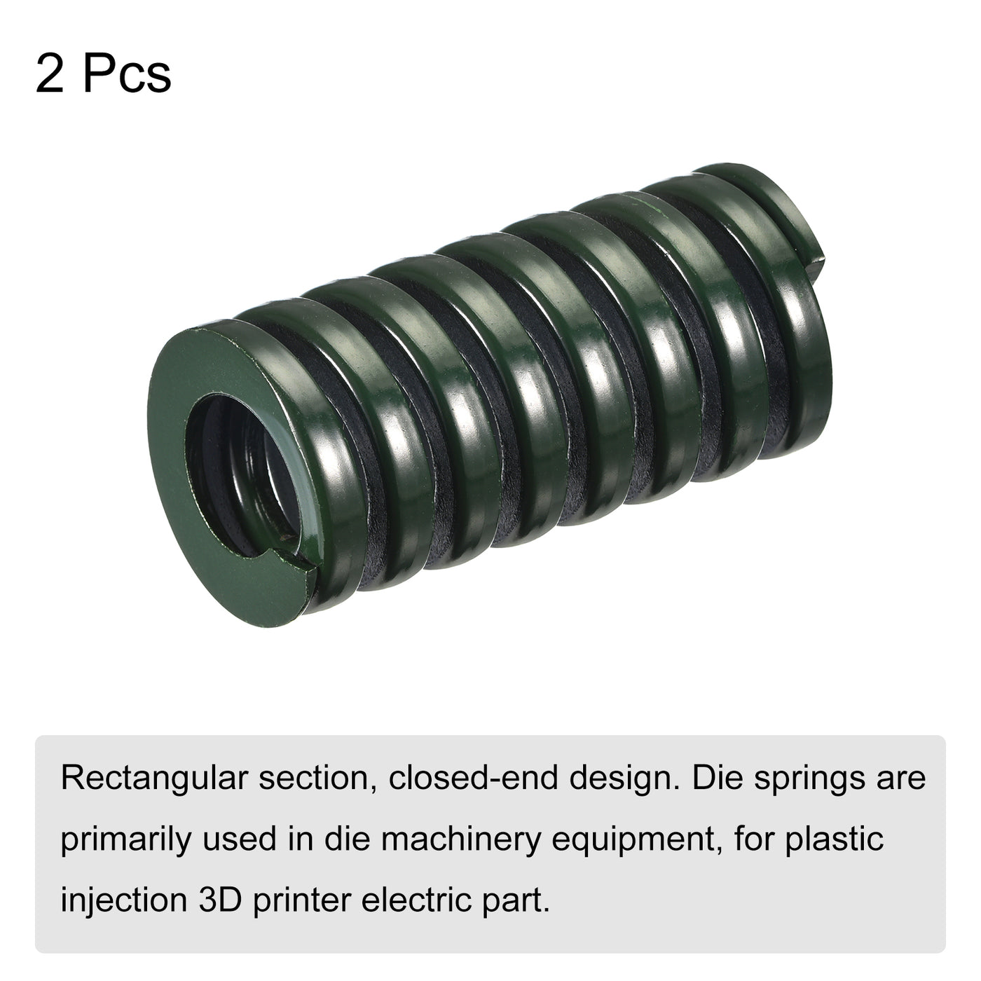 uxcell Uxcell 3D Printer Die Spring, 2pcs 35mm OD 65mm Long Spiral Stamping Compression Green