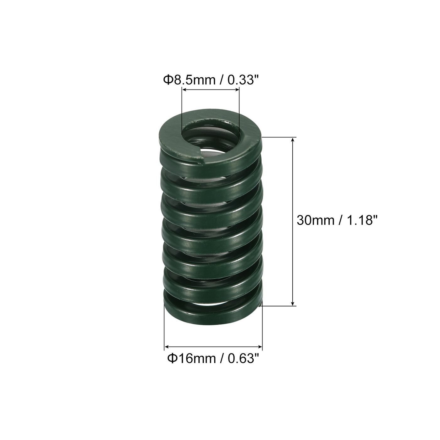 uxcell Uxcell 3D Printer Die Spring, 2pcs 16mm OD 30mm Long Spiral Stamping Compression Green