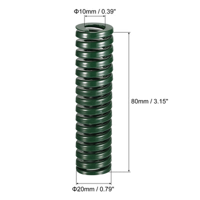 Harfington Uxcell 3D Printer Die Spring, 2pcs 20mm OD 80mm Long Spiral Stamping Compression Green