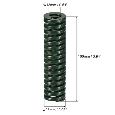 Harfington Uxcell 3D Printer Die Spring, 2pcs 25mm OD 100mm Long Spiral Stamping Compression Green