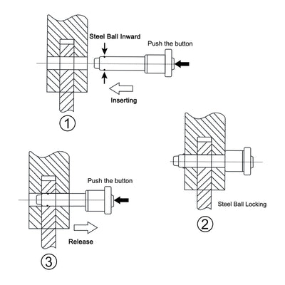 Harfington Uxcell Ball Lock Pins with Button Handle, 304 Stainless Steel Push-Button Quick Release Pin