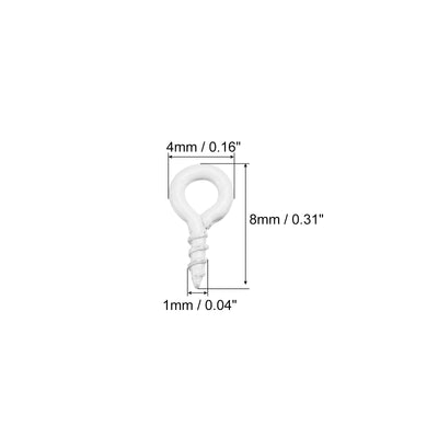 Harfington Uxcell 500 Stück Kleine Schraube Augenstifte Haken Mini Ösen Schrauben Gewinde 4x8x1mm Selbstschneidende Bolzen für Schmuck Herstellung Ergebnisse DIY Handwerk Weiß