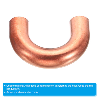 Harfington 16mm OD 64x44mm Elbow Copper Pipe Fitting, 180 Degree Bend Welding Sweat Solder Connection for HVAC Air Conditioner Plumbing