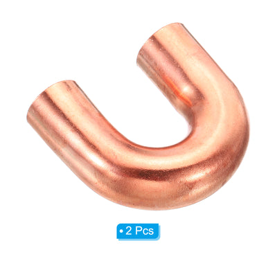 Harfington 3/4 Inch OD 58x51mm Elbow Copper Pipe Fitting, 2 Pack 180 Degree Bend Welding Sweat Solder Connection for HVAC Air Conditioner Plumbing