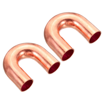 Harfington 3/4 Inch OD 58x51mm Elbow Copper Pipe Fitting, 2 Pack 180 Degree Bend Welding Sweat Solder Connection for HVAC Air Conditioner Plumbing