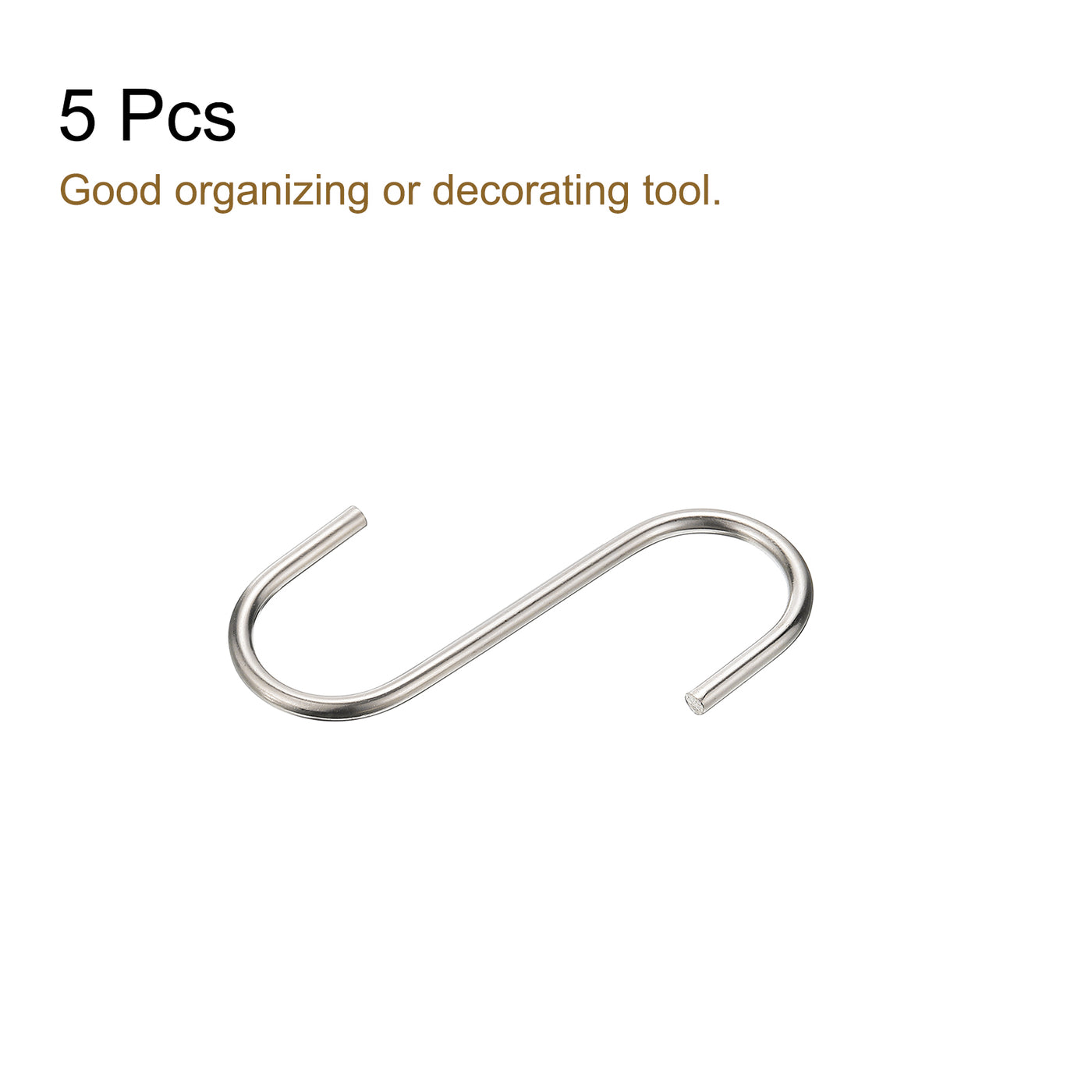 uxcell Uxcell S Hanging Hooks, 5inch(120mm) Extra Long Steel Hanger, Indoor Outdoor Uses for Garden, Bathroom, Closet, Workshop, Kitchen, Matt Silver, 5Pcs