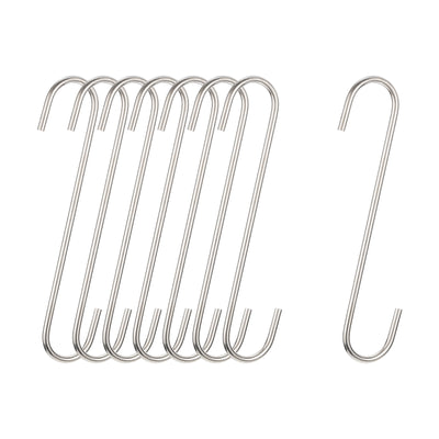 Harfington Uxcell S Hanging Hooks, 8inch(200mm) Extra Long Steel Hanger, Indoor Outdoor Uses for Garden, Bathroom, Closet, Workshop, Kitchen, Matt Silver, 8Pcs