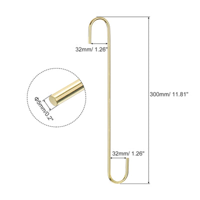 Harfington Uxcell S Hanging Hooks, 12inch(300mm) Extra Long Steel Hanger, Indoor Outdoor Uses for Garden, Bathroom, Closet, Workshop, Kitchen, Gold Tone, 8Pcs