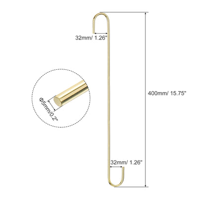 Harfington Uxcell S Hanging Hooks, 16inch(400mm) Extra Long Steel Hanger, Indoor Outdoor Uses for Garden, Bathroom, Closet, Workshop, Kitchen, Gold Tone, 5Pcs