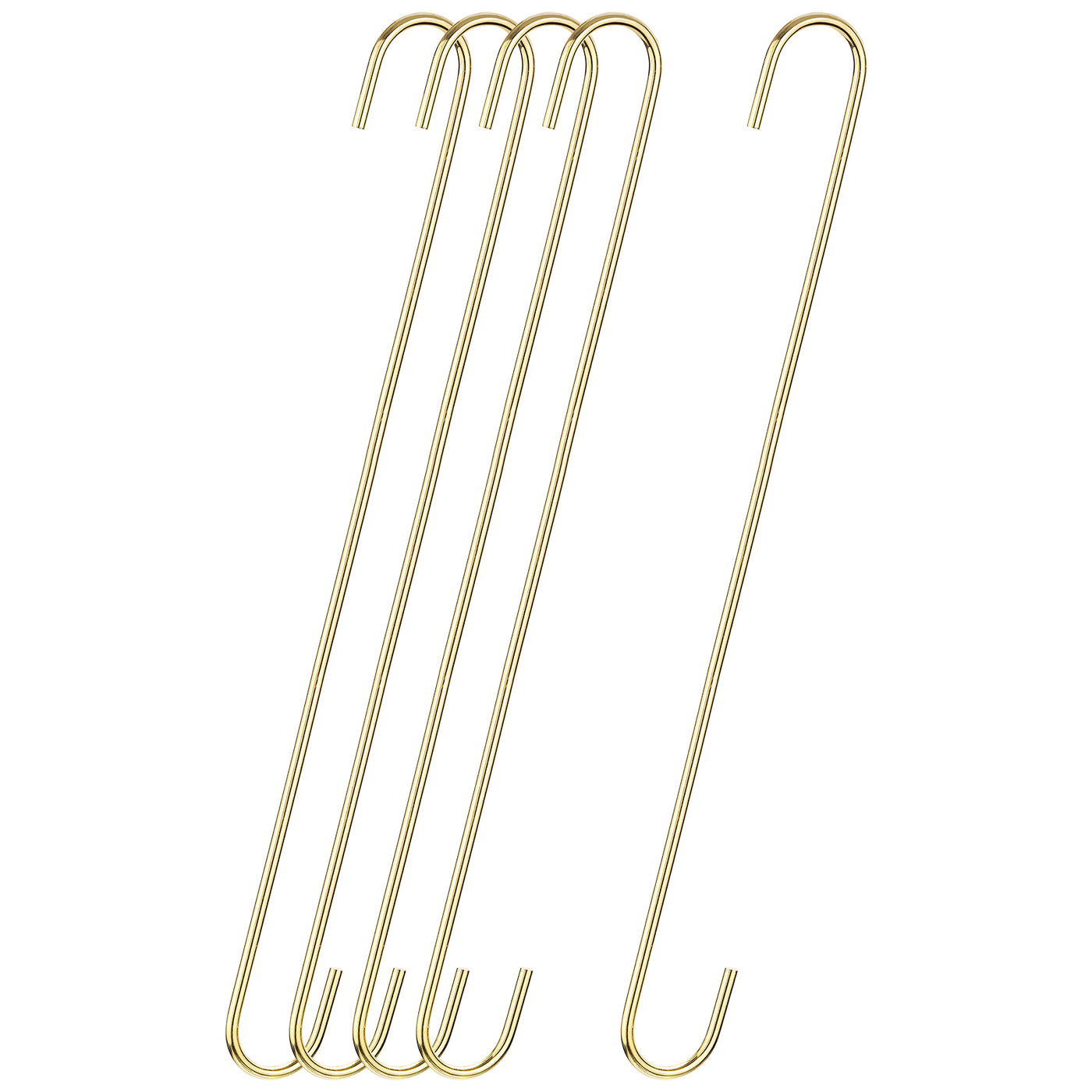 uxcell Uxcell S Hanging Hooks, 16inch(400mm) Extra Long Steel Hanger, Indoor Outdoor Uses for Garden, Bathroom, Closet, Workshop, Kitchen, Gold Tone, 5Pcs