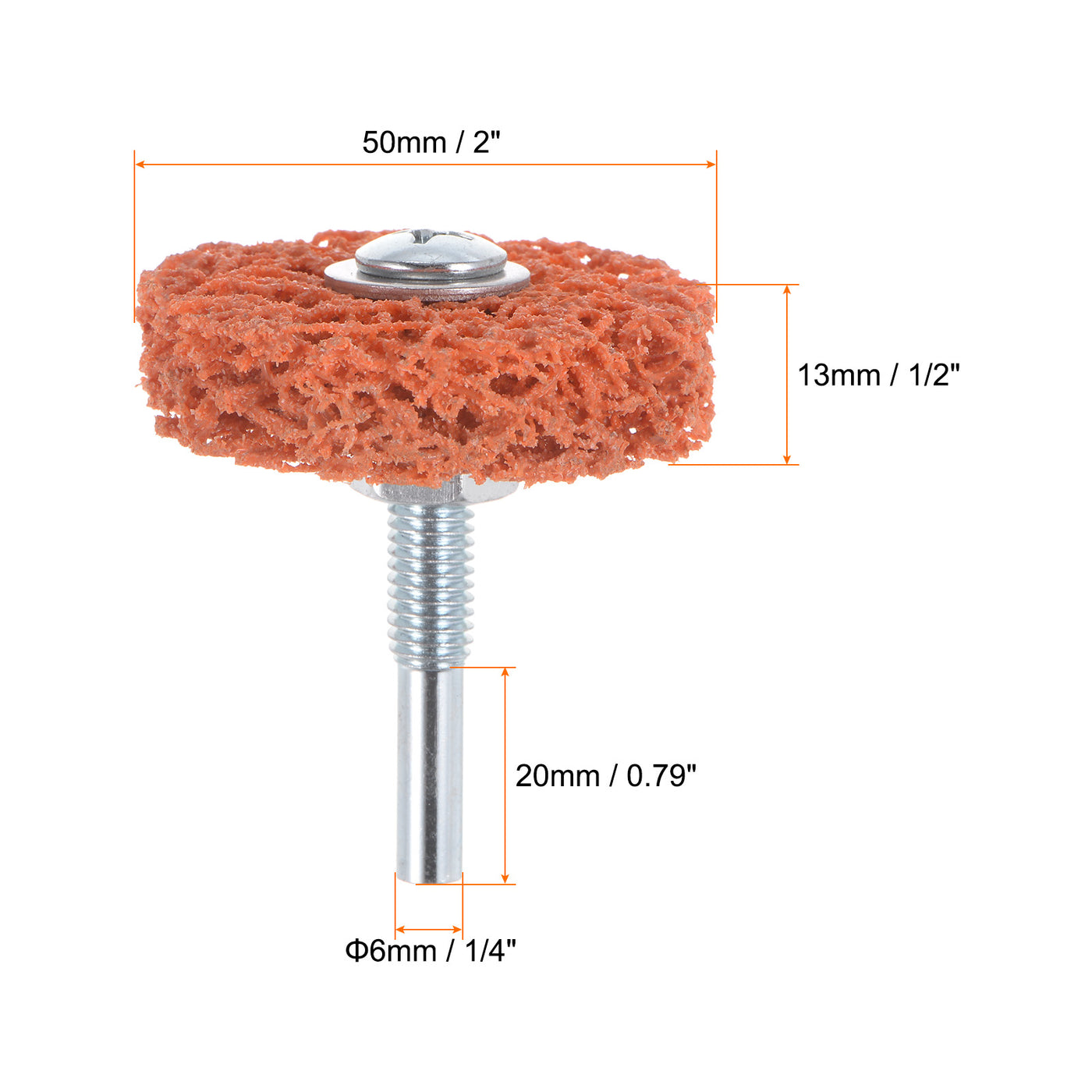 Harfington 2pcs Strip Wheel Stripping Wheels 2"x1/2"x1/4" Shaft for Angle Grinder Orange