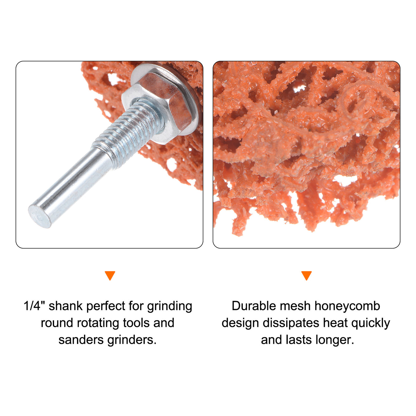 Harfington Streifenrad Abisolierräder 3" x 1/2" mit 1/4" Welle für Winkelschleifer Reinigen und Entfernen Lackrost Orange