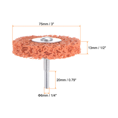 Harfington 2pcs Strip Wheel Stripping Wheels 3"x1/2"x1/4" Shaft for Angle Grinder Orange