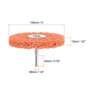 Harfington Streifenrad Abisolierräder 4" x 1/2" mit 1/4" Welle für Winkelschleifer Reinigen und Entfernen Lackrost Orange