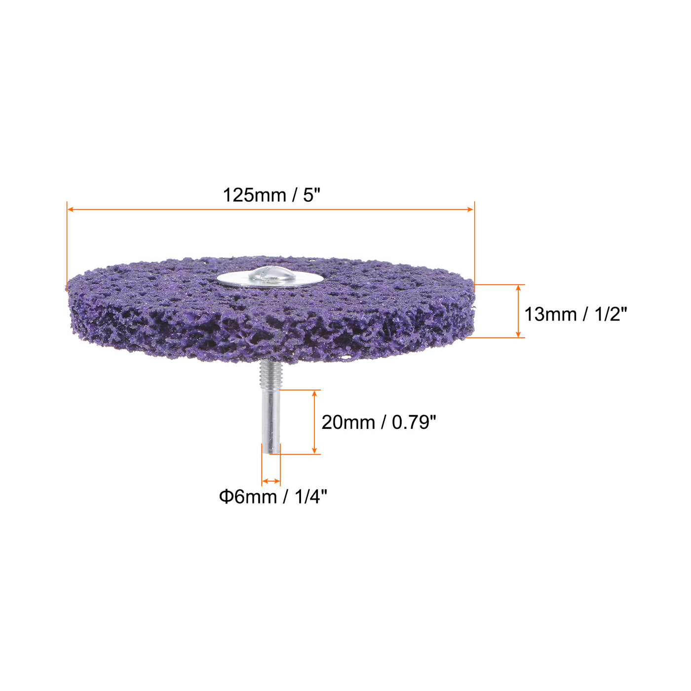 Harfington Streifen Rad 5" x 1/2" mit 1/4" Welle für Winkelschleifer Lackierung Rost Reinigen und Entfernen, Lila