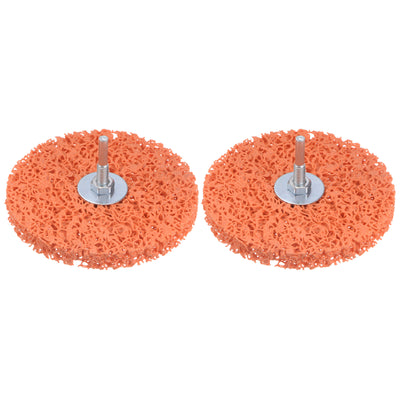 Harfington 2pcs Strip Wheel Stripping Wheels 5"x1/2"x1/4" Shaft for Angle Grinder Orange