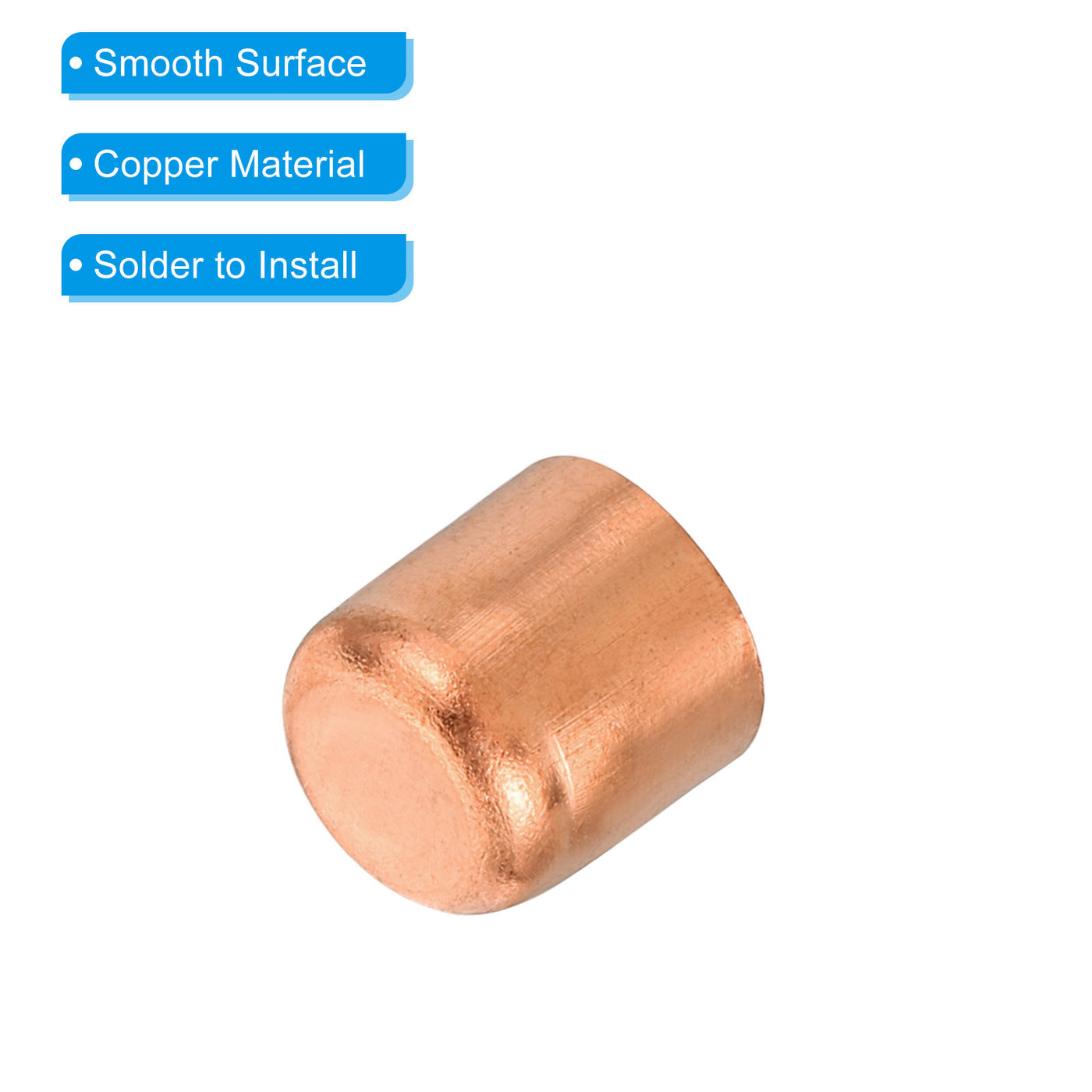 Harfington Copper Pipe End Cap, Copper Fitting Cap Sweat Plug Solder Connection for Plumbing HVAC Air Conditioner