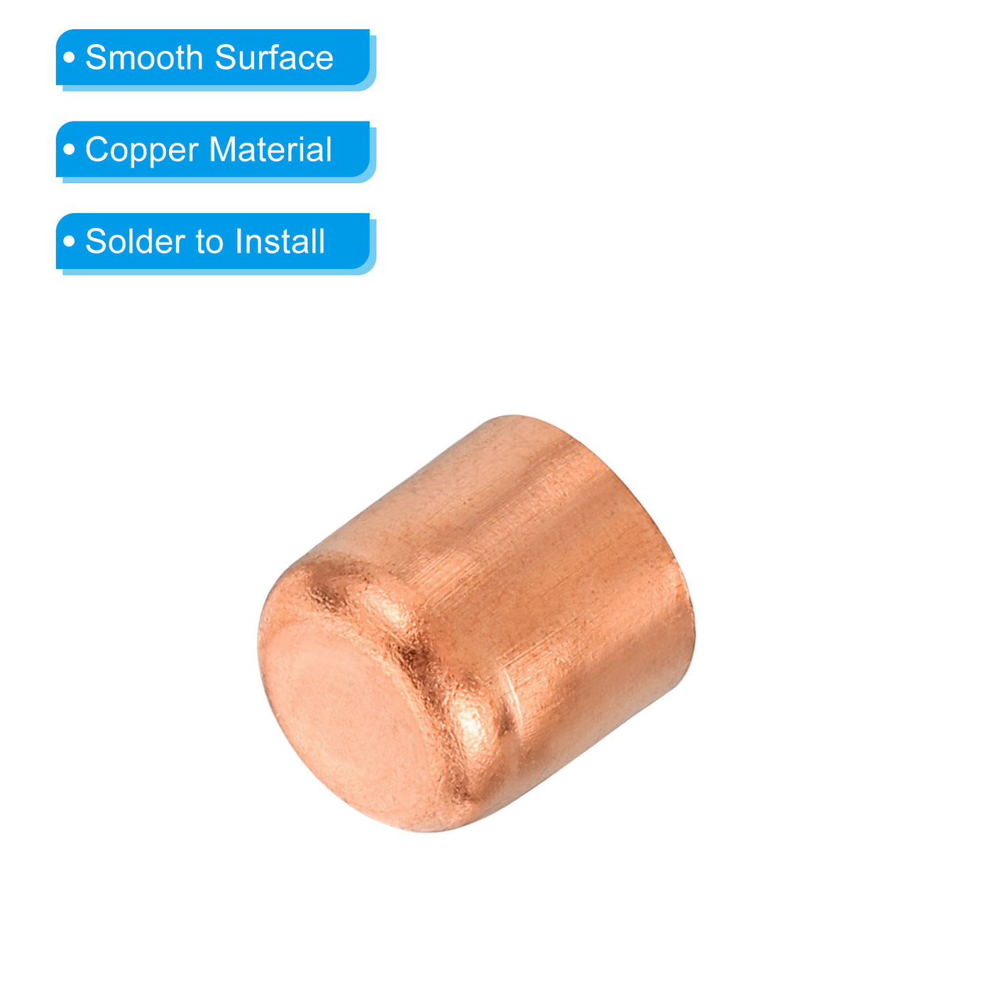 Harfington 3/8 Inch (10mm) ID Copper Pipe End Cap, 5 Pack Copper Fitting Cap Sweat Plug Solder Connection for Plumbing HVAC Air Conditioner