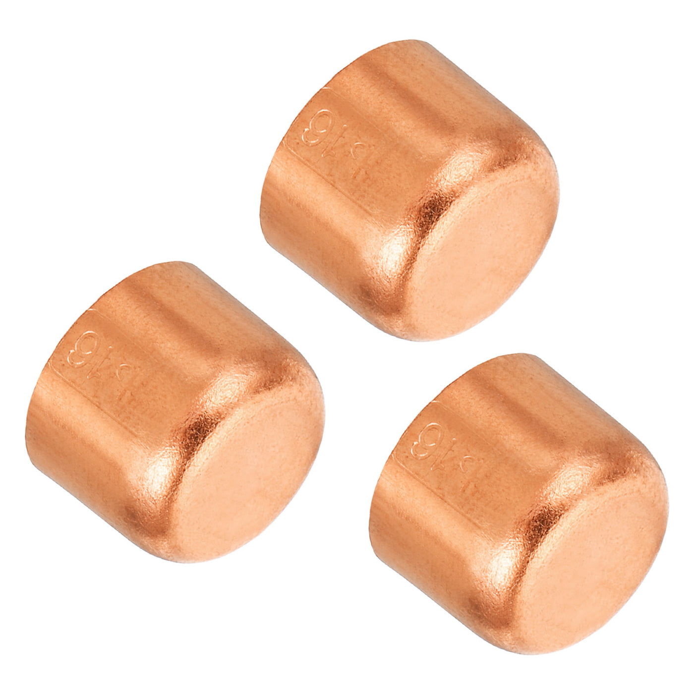 Harfington 5/8 Inch ID Copper Pipe End Cap, 3 Pack Copper Fitting Cap Sweat Plug Solder Connection for Plumbing HVAC Air Conditioner