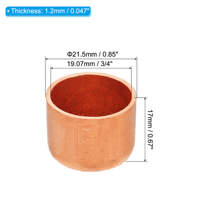 Harfington Copper Pipe End Cap, Copper Fitting Cap Sweat Plug Solder Connection for Plumbing HVAC Air Conditioner