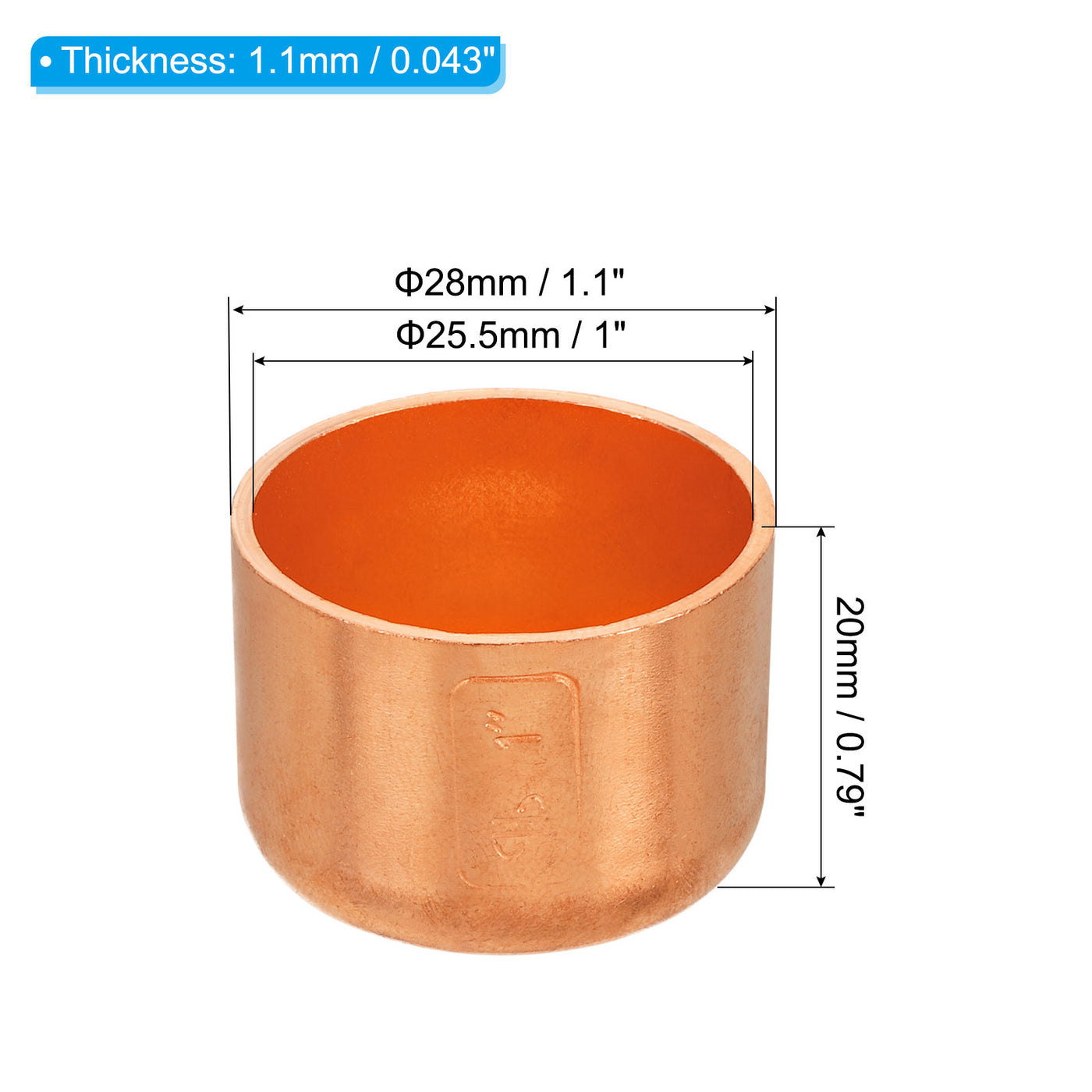 Harfington Copper Pipe End Cap, Copper Fitting Cap Sweat Plug Solder Connection for Plumbing HVAC Air Conditioner