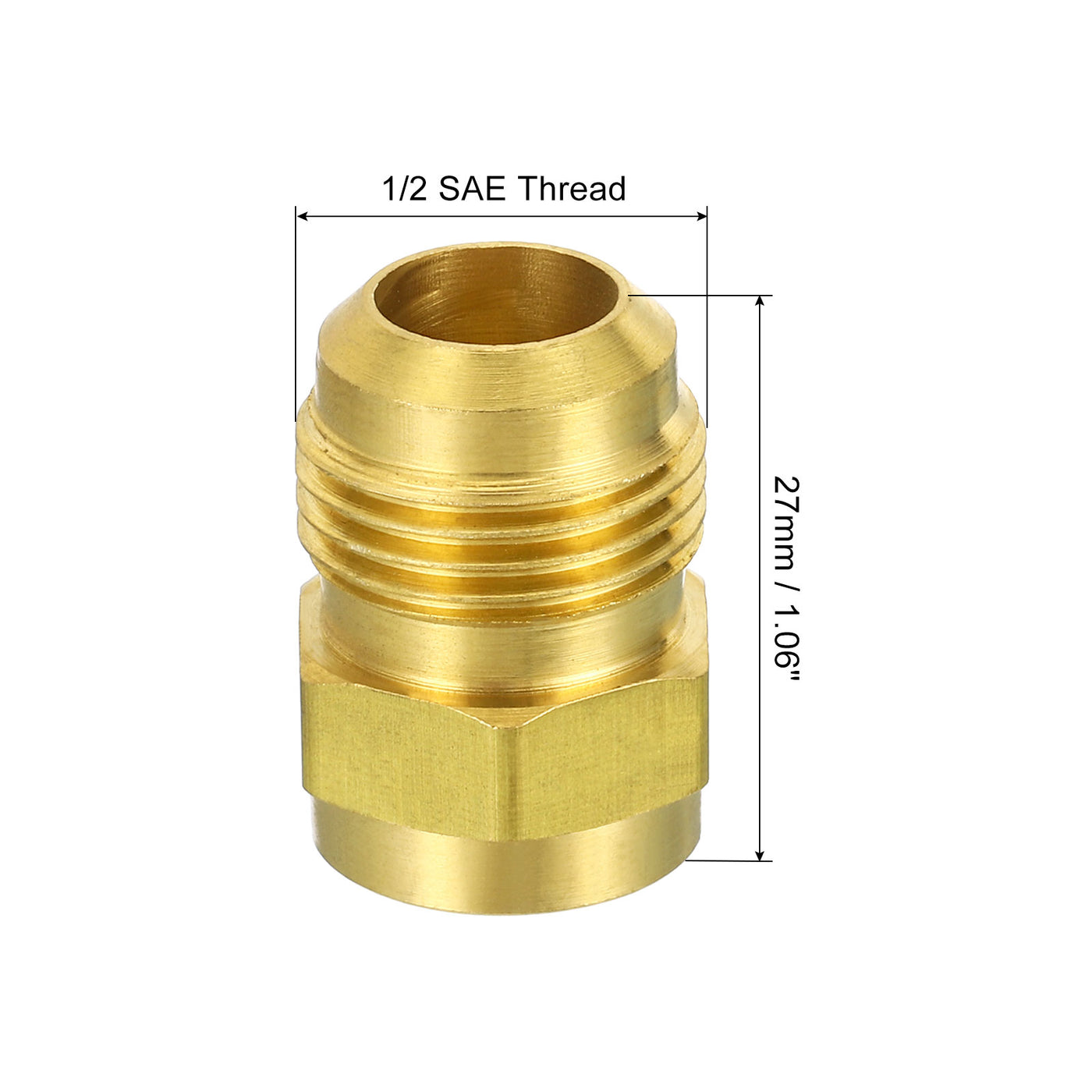 Harfington 1/2 SAE Male Thread Brass Flare Tube Fitting, 2 Pack Pipe Adapter Connector for Plumbing HVAC Air Conditioner