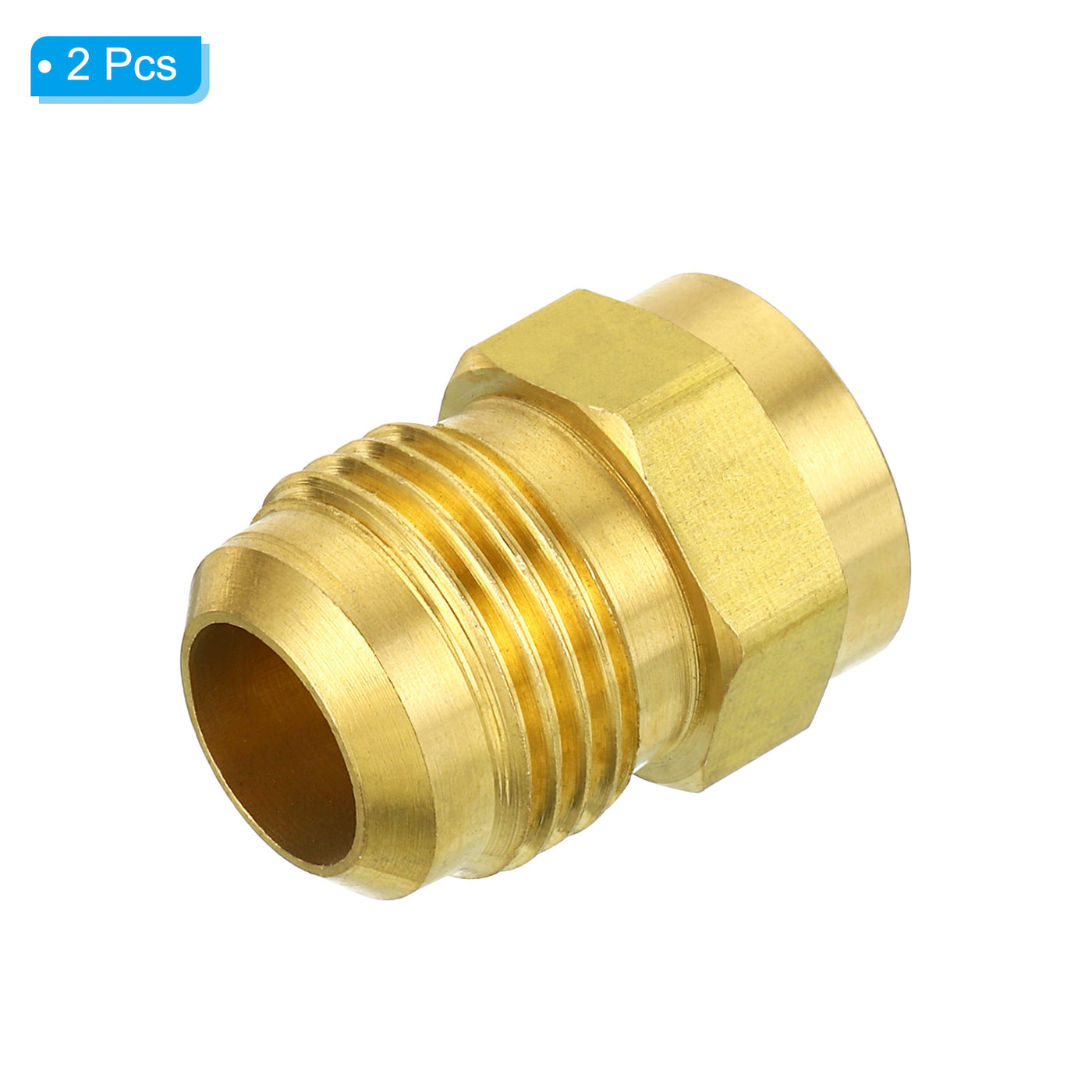 Harfington 1/2 SAE Male Thread Brass Flare Tube Fitting, 2 Pack Pipe Adapter Connector for Plumbing HVAC Air Conditioner