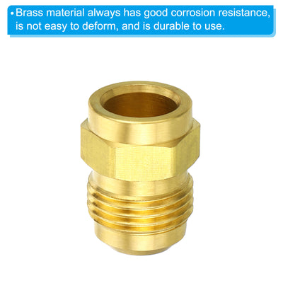 Harfington 1/2 SAE Male Thread Brass Flare Tube Fitting, 2 Pack Pipe Adapter Connector for Plumbing HVAC Air Conditioner