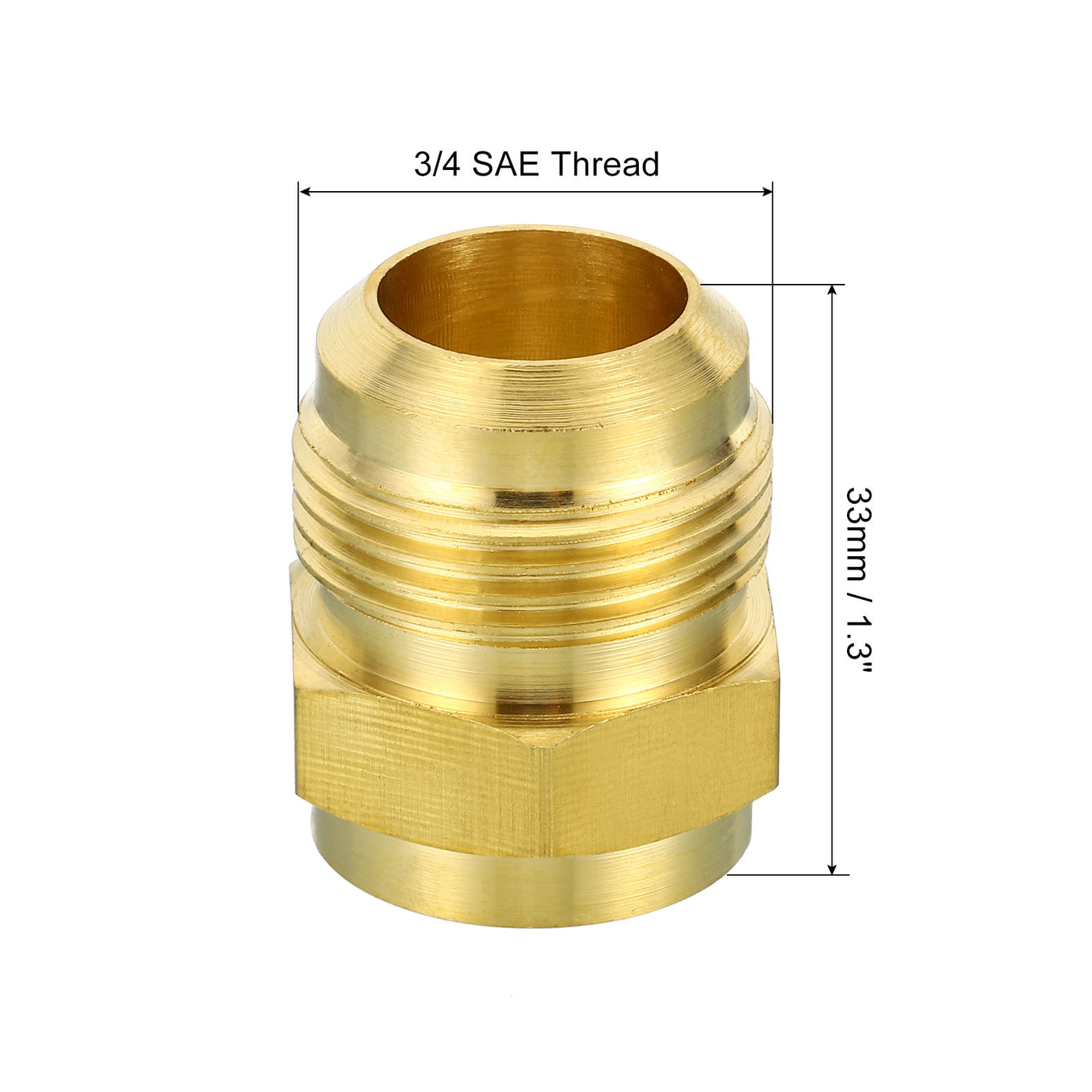 Harfington 3/4 SAE Male Thread Brass Flare Tube Fitting, Pipe Adapter Connector for Plumbing HVAC Air Conditioner