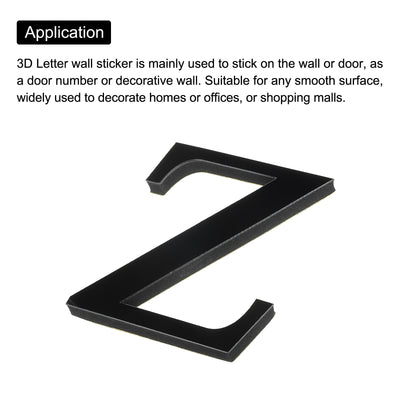 Harfington 3D Acrylic Alphabet Mirror Wall Stickers Letter Z Self-Adhesive Black