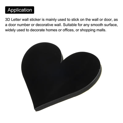 Harfington 3D Acrylic Alphabet Mirror Wall Stickers Symbol Heart Self-Adhesive Black