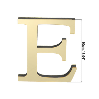 Harfington 3D Acrylic Alphabet Mirror Wall Stickers Letter E Self-Adhesive Light Gold