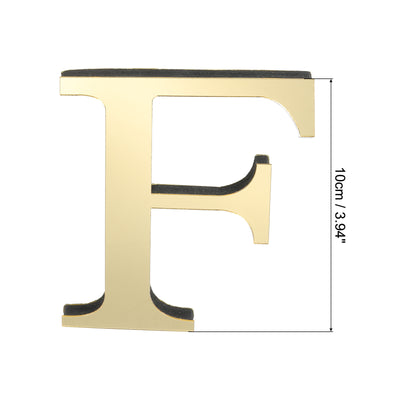 Harfington 3D Acrylic Alphabet Mirror Wall Stickers Letter F Self-Adhesive Light Gold