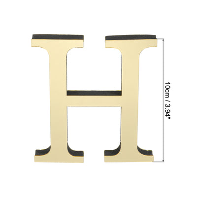 Harfington 3D Acrylic Alphabet Mirror Wall Stickers Letter H Self-Adhesive Light Gold