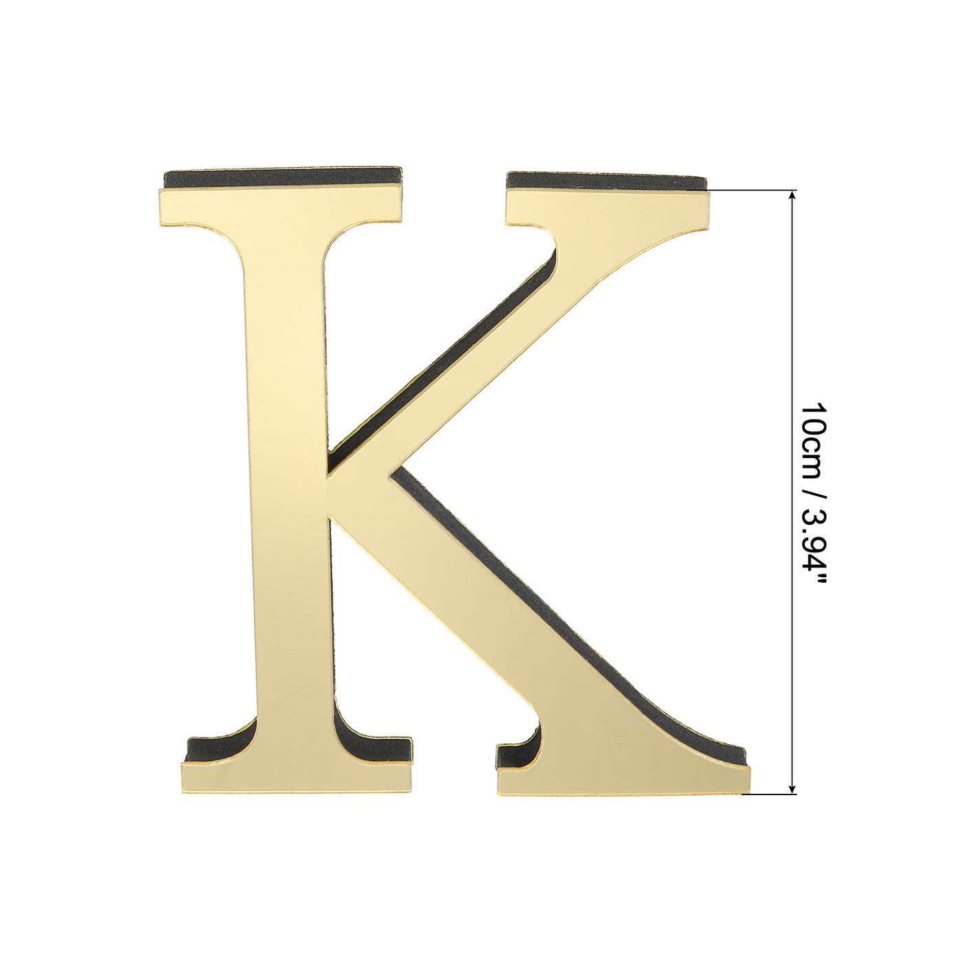 Harfington 3D Acrylic Alphabet Mirror Wall Stickers Letter K Self-Adhesive Light Gold