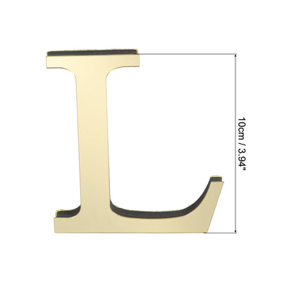 Harfington 3D Acrylic Alphabet Mirror Wall Stickers Letter L Self-Adhesive Light Gold