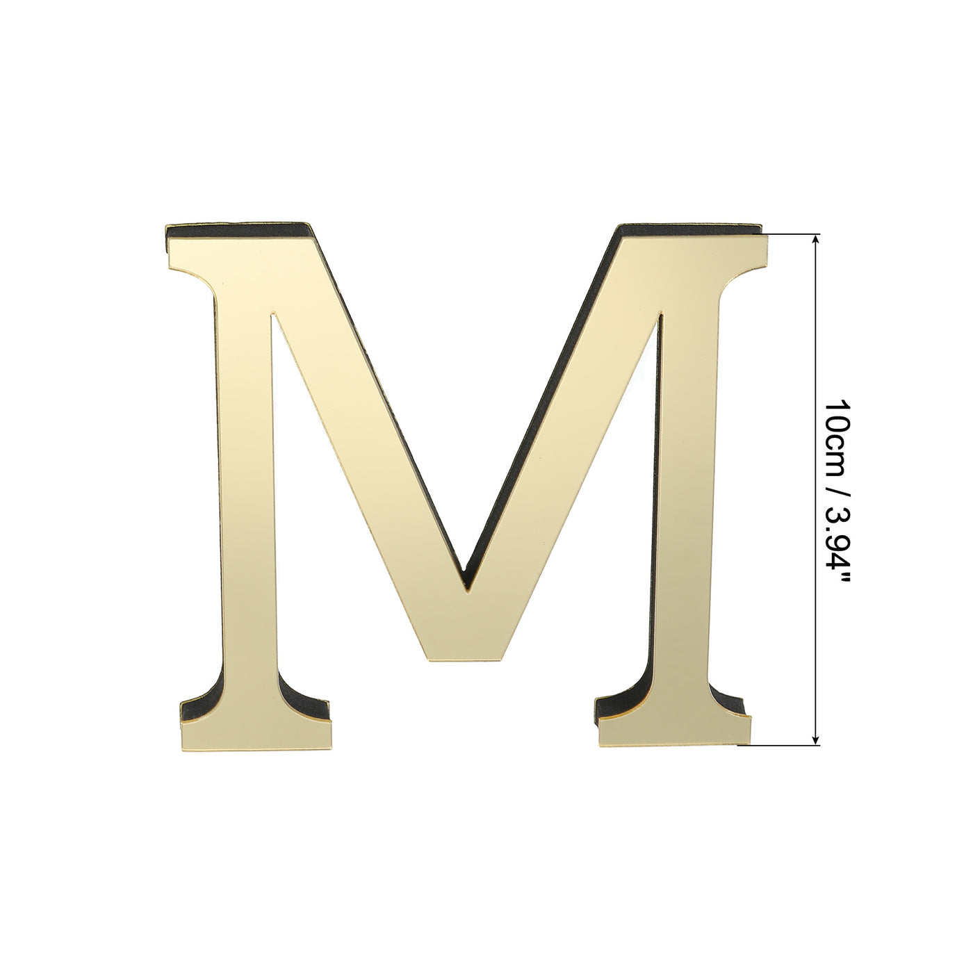 Harfington 3D Acrylic Alphabet Mirror Wall Stickers Letter M Self-Adhesive Light Gold